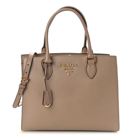 PRADA Soft Calf Shopping Tote Cammeo 